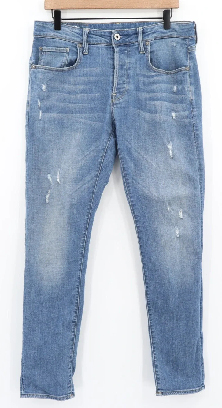 G-Star Raw 3301 Skinny Stretch Men's Jeans Sz W31 L32 Distressed Button Fly